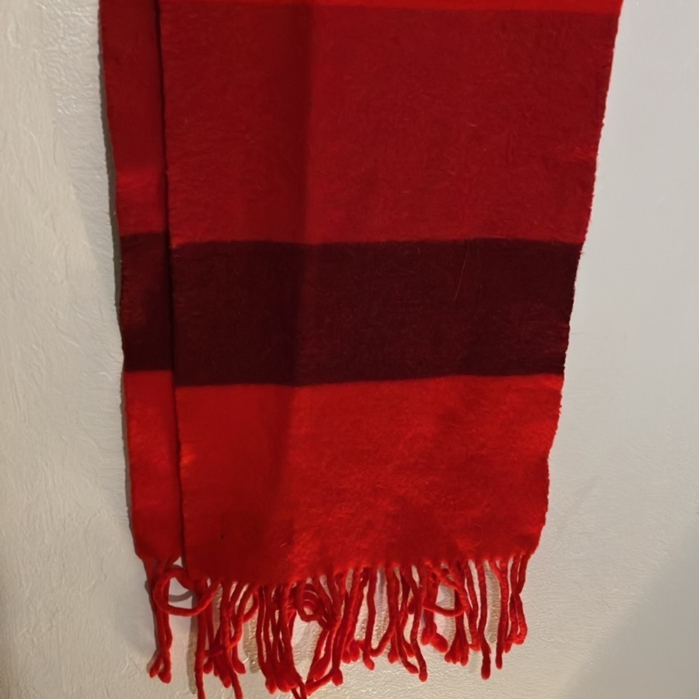 Burberry Marino wool and Cashmere scarf made in Scotland red stripes luxury - Picture 3 of 10
